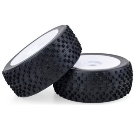 Kit de 4 Ruedas para Buggy 1/8 de Llanta Blanca y Taco Mediano en Ruedas RC de Hobbyteam