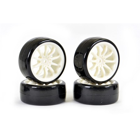 Kit 4 Ruedas Fastrax 1/10 para coches RC Drift (10 radios blancos) en Ruedas RC de Hobbyteam