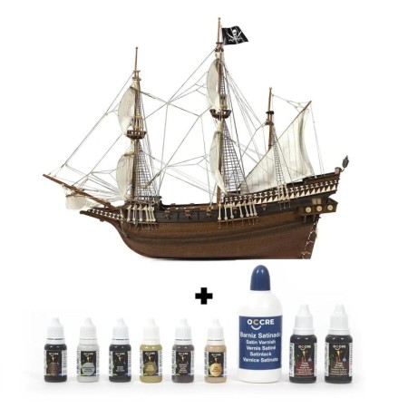 Pack Maqueta Barco Occre BUCCANEER 1/100 con pinturas, tinte y barniz en Packs OcCre de Hobbyteam