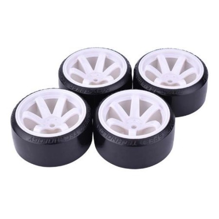 Kit 4 Ruedas 1/10 para coches RC Drift (6 radios blancos) en Ruedas RC de Hobbyteam