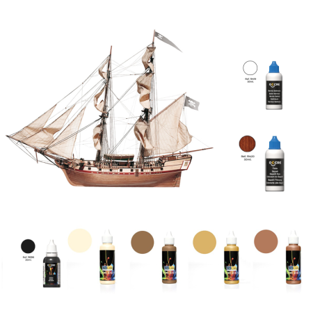 Pack Maqueta Barco Occre CORSAIR con pinturas, tinte y barniz en Modelismo naval de Hobbyteam