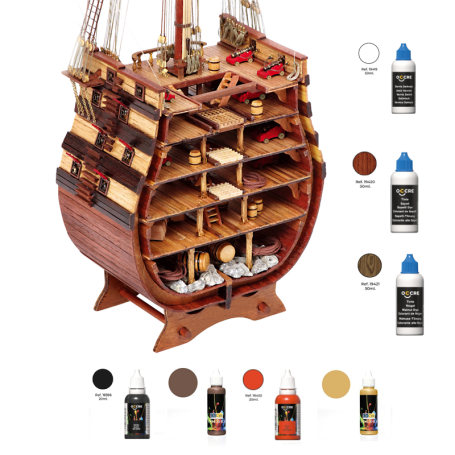 Pack Maqueta Barco Occre Sección ST. TRINIDAD con pinturas, tintes y barniz – Occre – Hobbyteam