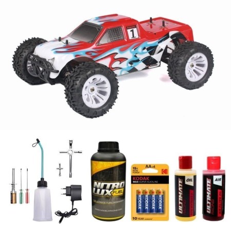 Pack Coche RC Monster Truck VRX BLADE SS Rojo-Blanco con accesorios iniciación en Packs Hobbyteam de Hobbyteam