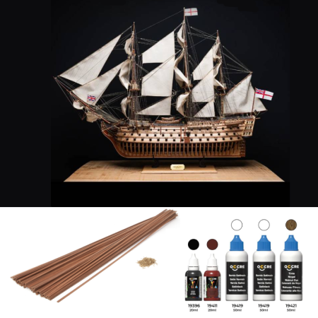 Pack completo Maqueta Barco Occre Victory con forro, pinturas, tinte y barniz en Packs OcCre de Hobbyteam