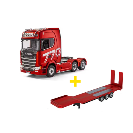 Pack Camión Scania 770S V8 Huina 1501 19 canales 1/18 rojo con plataforma roja en Camiones RC de Hobbyteam